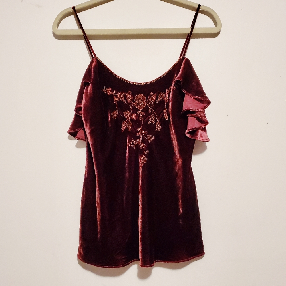 NWT Ralph Lauren Velvet Cold Shoulder Top